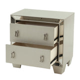 Nightstand With 2 Drawers And Mirror Accent - Silver