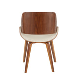 Fabrizzi - Mid-Century Modern Dining / Accent Chair - Walnut And Cream Fabric