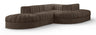 Rummi - Rounded Velvet Performance Fabric Upholstered 5 Piece Modular Sectional