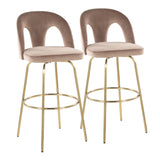 Ava - Upholstered Fixed-Height Barstool (Set of 2) - Gold Base