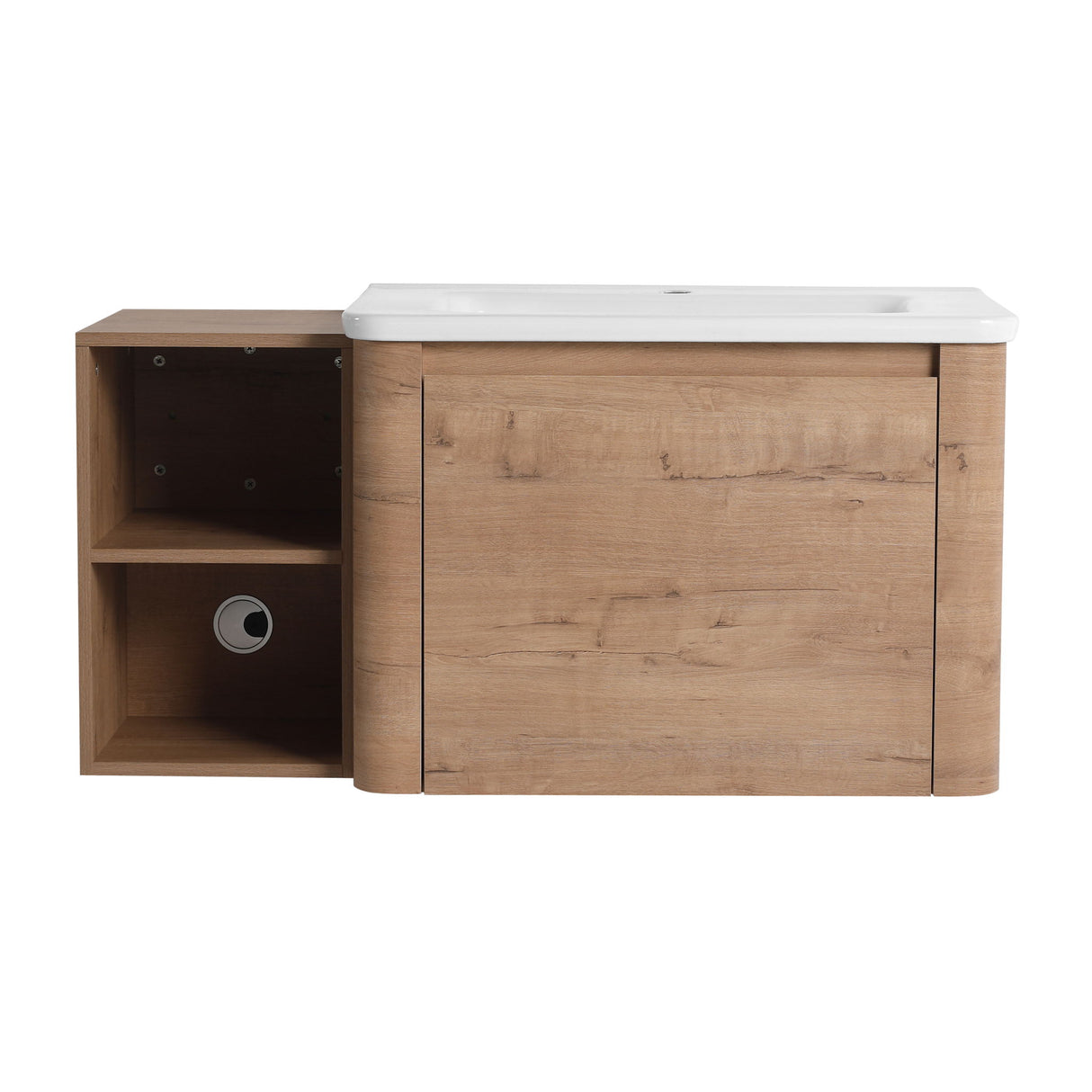 Wall Mounted Bathroom Vanity & Sink, Storage Shelves & Soft Close Door
