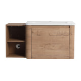Wall Mounted Bathroom Vanity & Sink, Storage Shelves & Soft Close Door