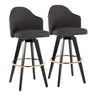 Ahoy - Upholstered Fixed-Height Barstool (Set of 2) - Black Base, Gold Footrest