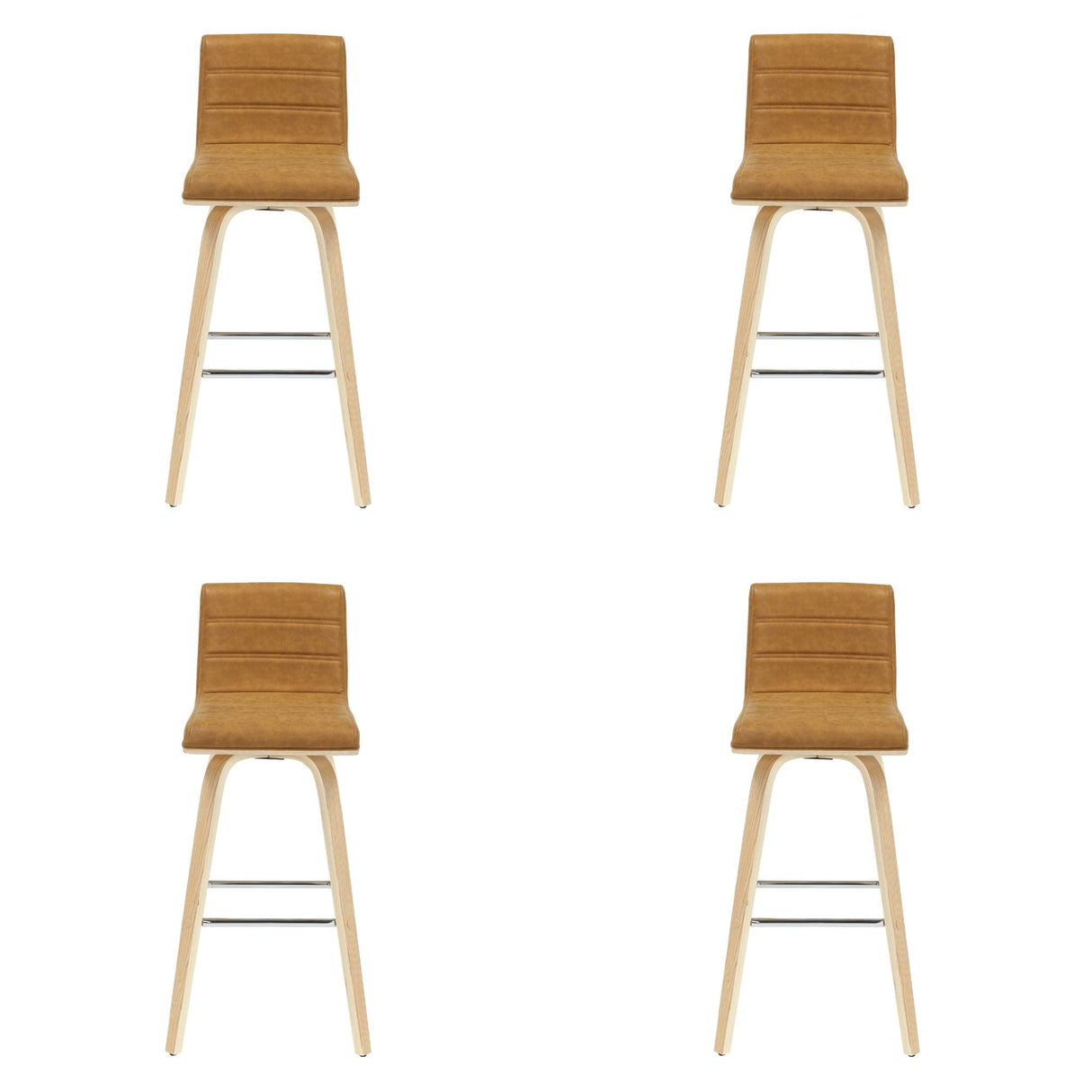 Vienna - 39.5" Swivel Bar Height Square Back Wood Bar Stool With Faux Leather Seat