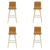 Vienna - 39.5" Swivel Bar Height Square Back Wood Bar Stool With Faux Leather Seat
