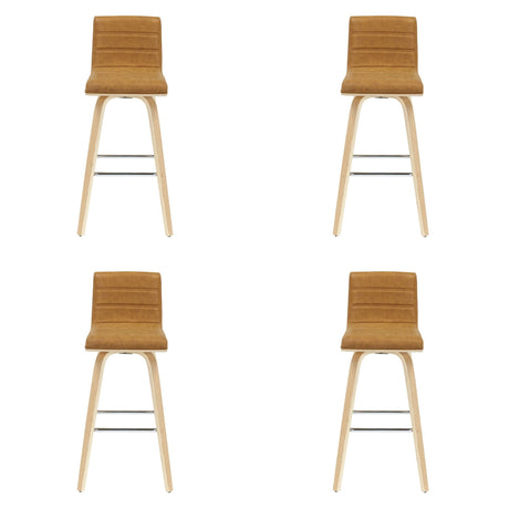 Vienna - 39.5" Swivel Bar Height Square Back Wood Bar Stool With Faux Leather Seat