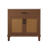 Bathroom Vanity With Ceramic Sink, Modern Free Standing Cabinet With Soft Close Drawers