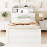 LED Platform Bed With Trundle With Storage Headboard With Drawers