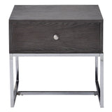 Iban - End Table - Gray Oak & Chrome