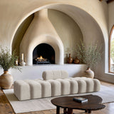 Ames - 3 Piece Boucle Upholstered Modular Sofa With 2 Backless Seats