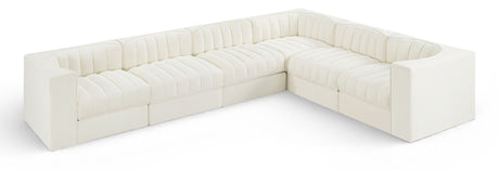 Rummi - Velvet Performance Fabric Upholstered 6 Piece Modular Sectional