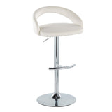Grotto - Upholstered Adjustable Barstool - Chrome Metal Base