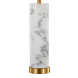 Marabella - 26" Marble Table Lamp (Set of 2) - White Marble And Brass Metal With White Linen Shade