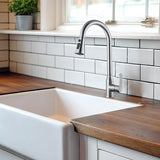 Stainless Steel High Arc Kitchen Faucet With Pull Down Sprayer - Brushed Nickel