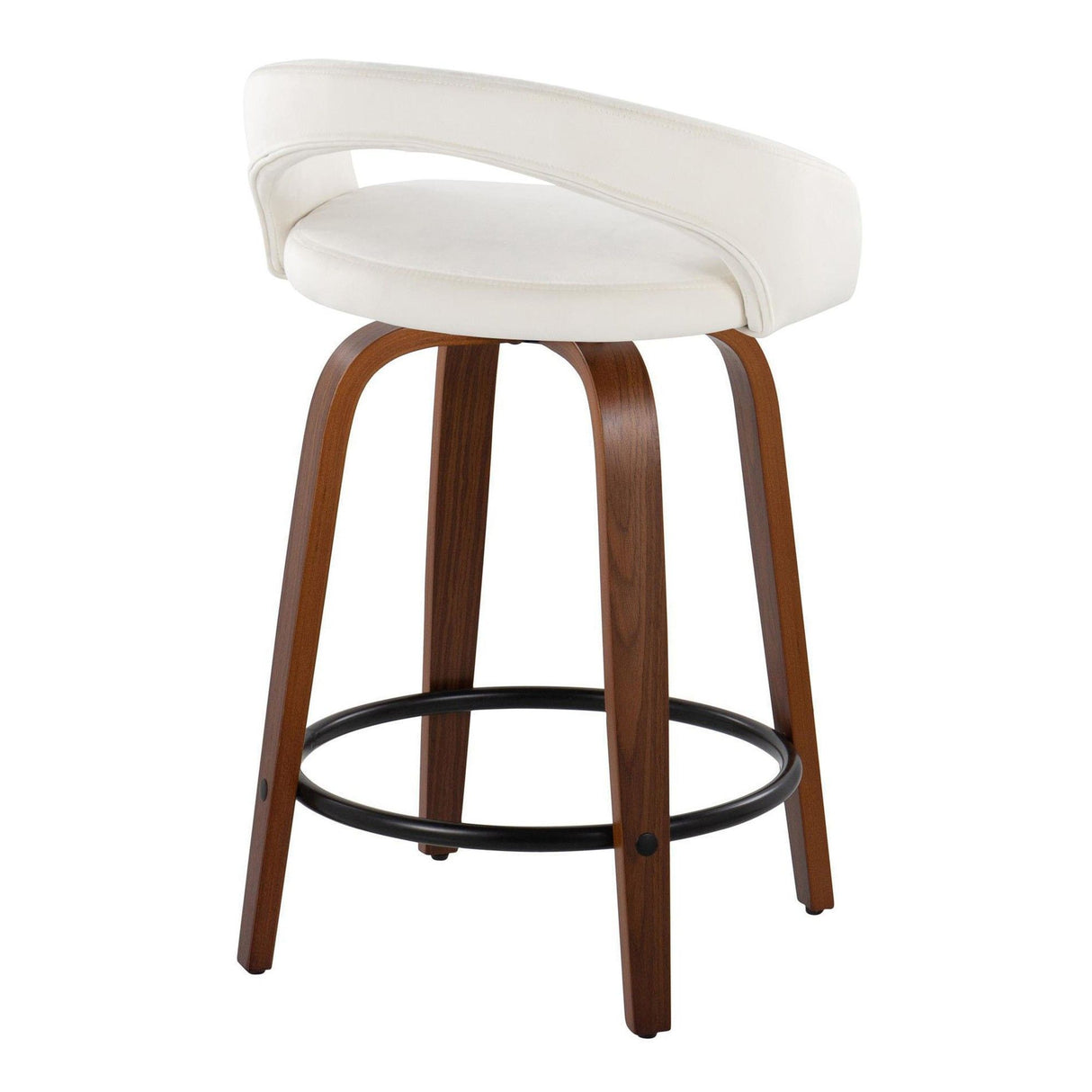 Grotto - 31" Upholstered Fixed-Height Counter Stool (Set of 2) - Walnut Wood Base