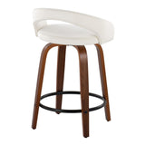 Grotto - 31" Upholstered Fixed-Height Counter Stool (Set of 2) - Walnut Wood Base