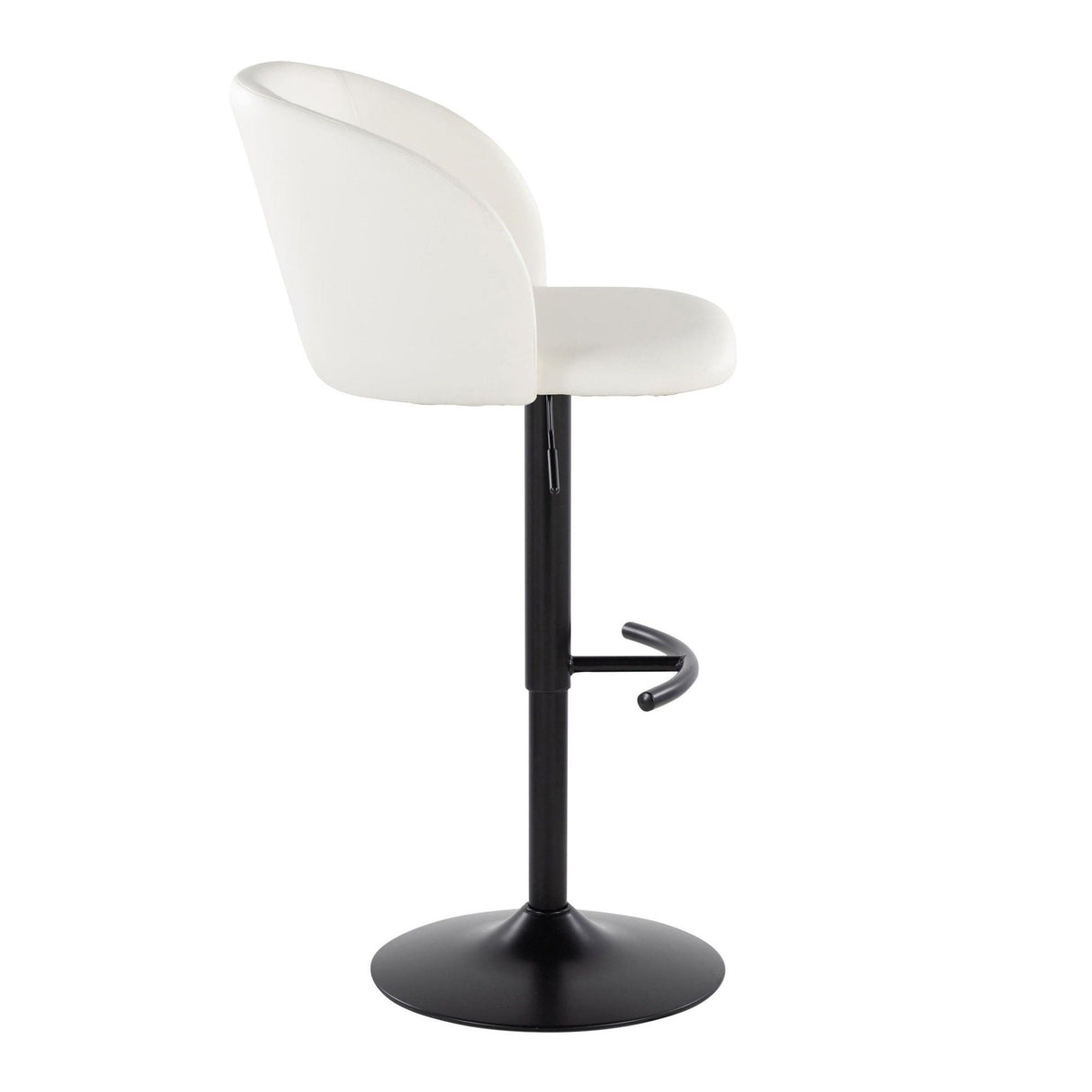 Fran - Adjustable Barstool (Set of 2) - Black Metal, White Faux Leather