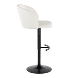 Fran - Adjustable Barstool (Set of 2) - Black Metal, White Faux Leather