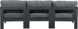 Nizuc - Outdoor Patio 3 Seat Armless Modular Sofa With Gray Frame