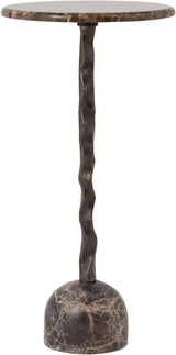 Helix - Genuine Marble Top And Aluminum Base End / Side Table - Brown / Bronze