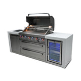 Mont Alpi Deluxe Series 8 Ft Natural Gas Outdoor Kitchen Island w/ Side Burner & Fridge - MAi805-DFC