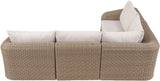 Seacrest - Olefin Water Resistant Fabric And Wicker 4 Piece Outdoor Patio Modular Sectional