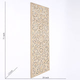 Floral Hand Carved Mandala Rectangle Wall Decor With Mirror - Antique Brown / White