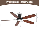 42" Ceiling Fan With Light, Tri Color Dimmable, DC Motor, 5 Blades