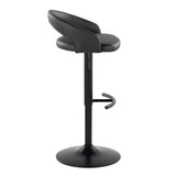 Grotto - Upholstered Adjustable Barstool - Black Metal Base