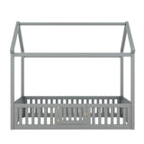 Wood House Bed With Fence And Door