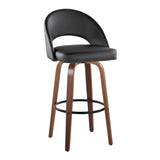 Renee - Upholstered Fixed-Height Barstool (Set of 2) - Walnut Wood Base