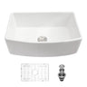 Ceramic Farmhouse Sink, Apron Front Single Bowl With Arch Edge