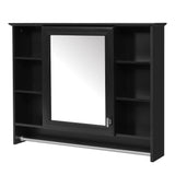 Modern Wall Mounted Mirror Cabinet With Adjustable Shelf, Soft Close Door, And Towel Bar