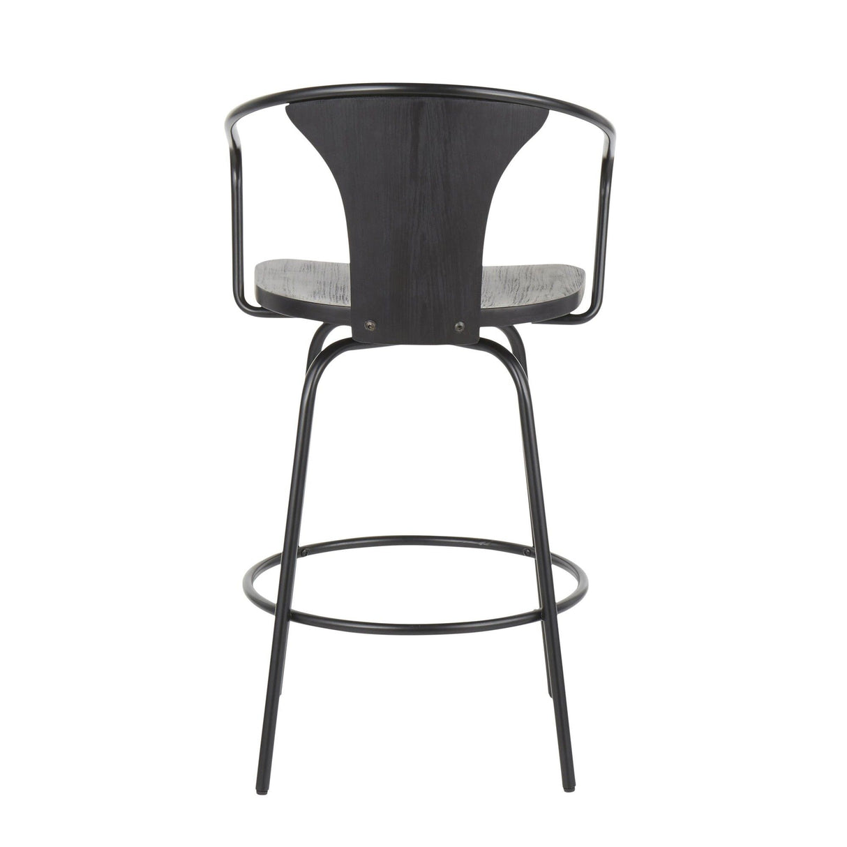 Waco - Industrial Counter Stool - Black Metal, Black Wood