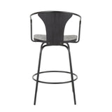 Waco - Industrial Counter Stool - Black Metal, Black Wood