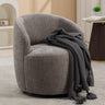 Chenille Fabric Swivel Accent Armchair Barrel Chair With Powder Coating Metal Ring