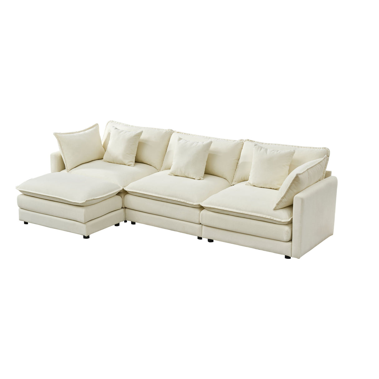 Modular Ottoman Style Deep Seat Sofa With Cushions