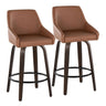 Hannah - 26" Fixed-Height Counter Stool With Swivel And Round Black Metal Footrest (Set of 2) - Walnut Glazed Wood