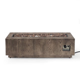 Wellington Square Iron Fire Pit With Wood Pattern Design And 50,000 Btu Output