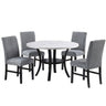 Elegant 5 Piece Dining Set Dark Chairs Top Table With Lower Shelf Kitchen Dining Room