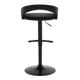 Grotto - Upholstered Adjustable Barstool - Black Metal Base