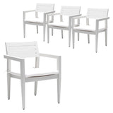 Outdoor Patio Stationary Dining Chairs With Outdoo Grade Sunbrella Fabric Cushions, Tapered Feet (Set of 4) - Grayish