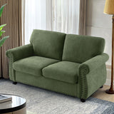 Soft Loveseat, Upholstered 2 Seater Couch, Loose Back Cushions And Turned Legs