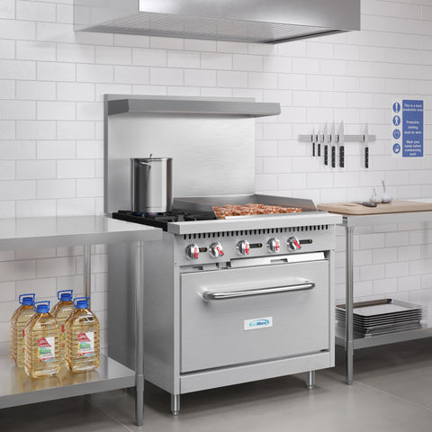 36 in. 2 Burner Commercial Natural Gas Range with 24 in. Griddle in Stainless-Steel (KM-CRG36-NG)