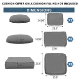 Outdoor Deep Seat Cushions For Patio Furniture Replacement, Cushion Set For Sectionals
