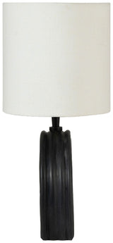 Lithos - Genuine Marble Base And Linen Textured Fabric Shade Table Lamp