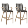 Brielle - Outdoor Light Eucalyptus Wood And Charcoal Rope Counter Height Stool Set