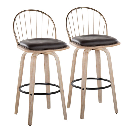 Riley - Industrial / Urban Fixed-Height Swivel Barstool (Set of 2)