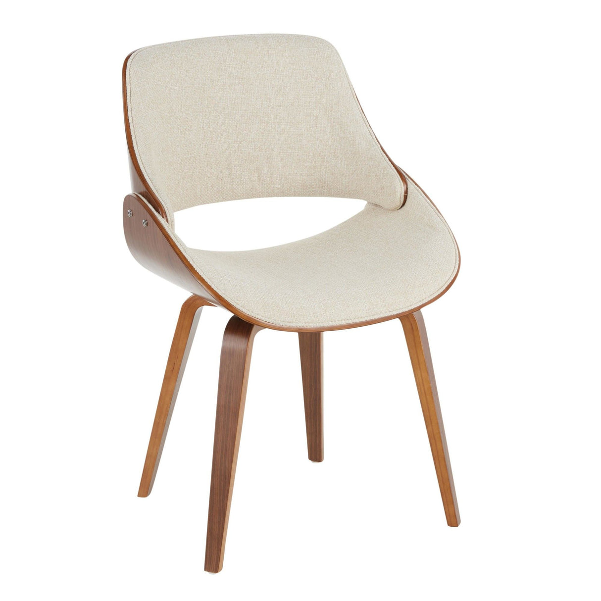 Fabrizzi - Mid-Century Modern Dining / Accent Chair - Walnut / Cream Fabric
