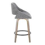 Fabrizzi - 26" Fixed-Height Counter Stool With Swivel And Round Black Metal Footrest (Set of 2) - Light Gray Wood